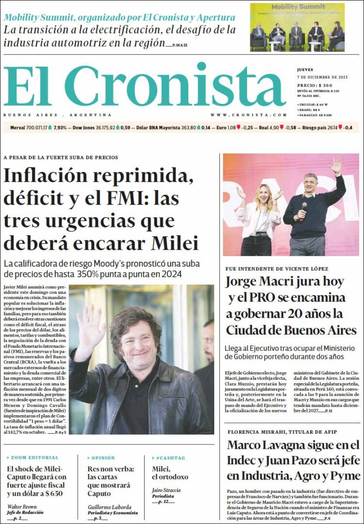 Portada de El Cronista Comercial (Argentina)