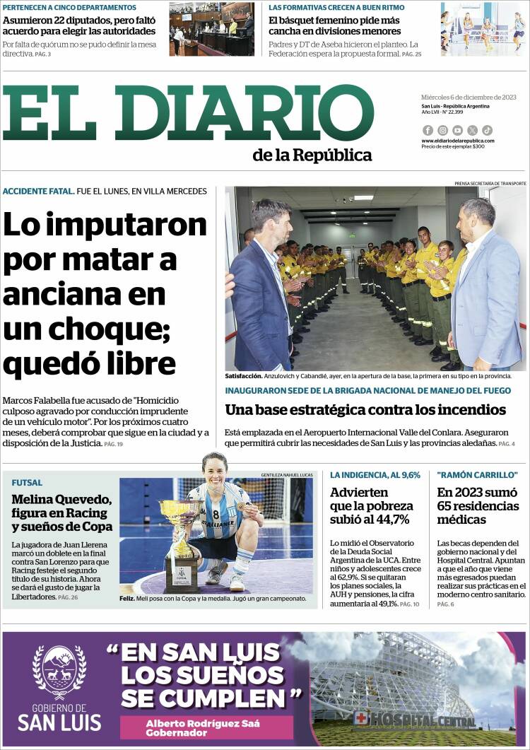 Portada de Diario de la República (Argentina)