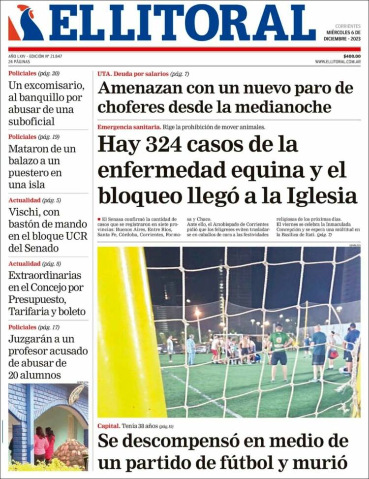Portada de El Litoral Corrientes (Argentina)