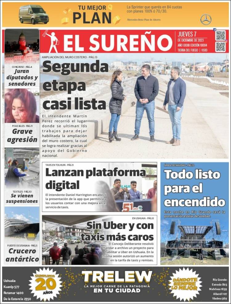 Portada de Diario El Sureño (Argentina)