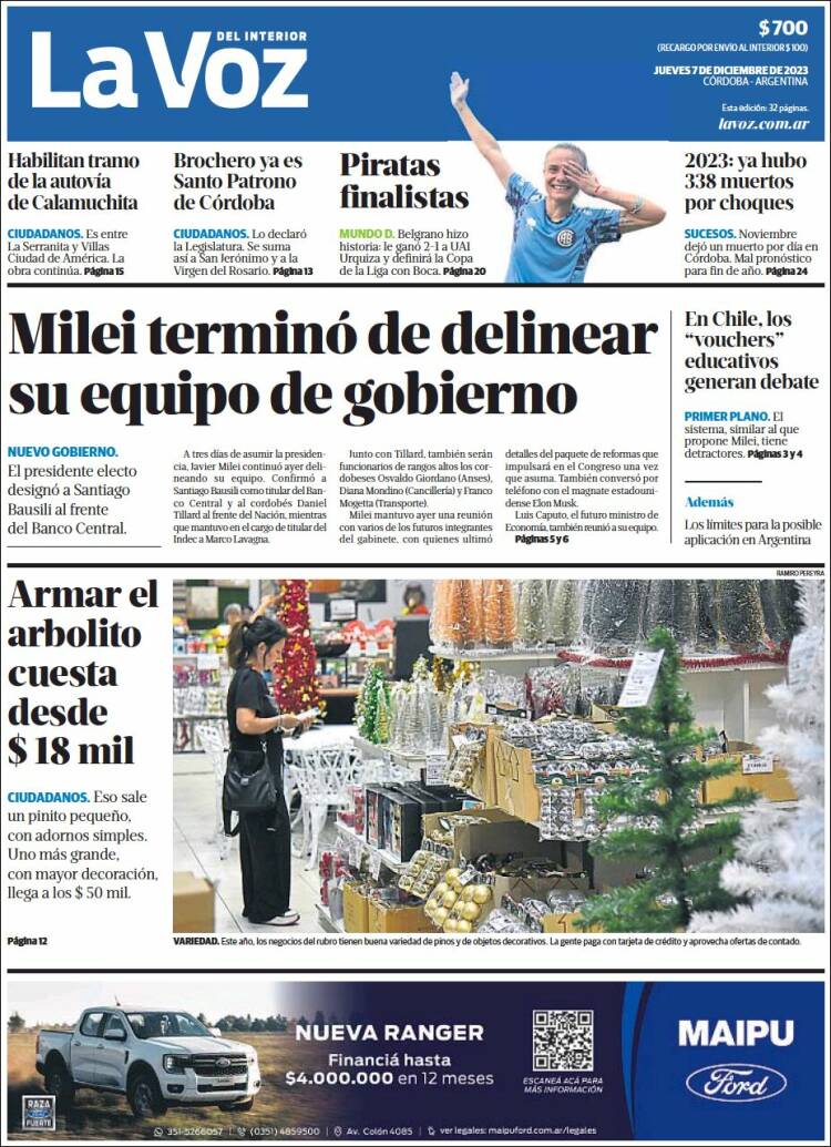Portada de La Voz del Interior (Argentina)