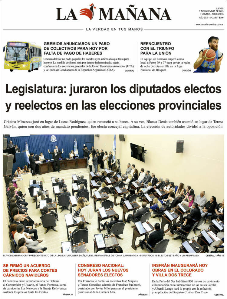 Portada de Diario La Mañana (Argentina)