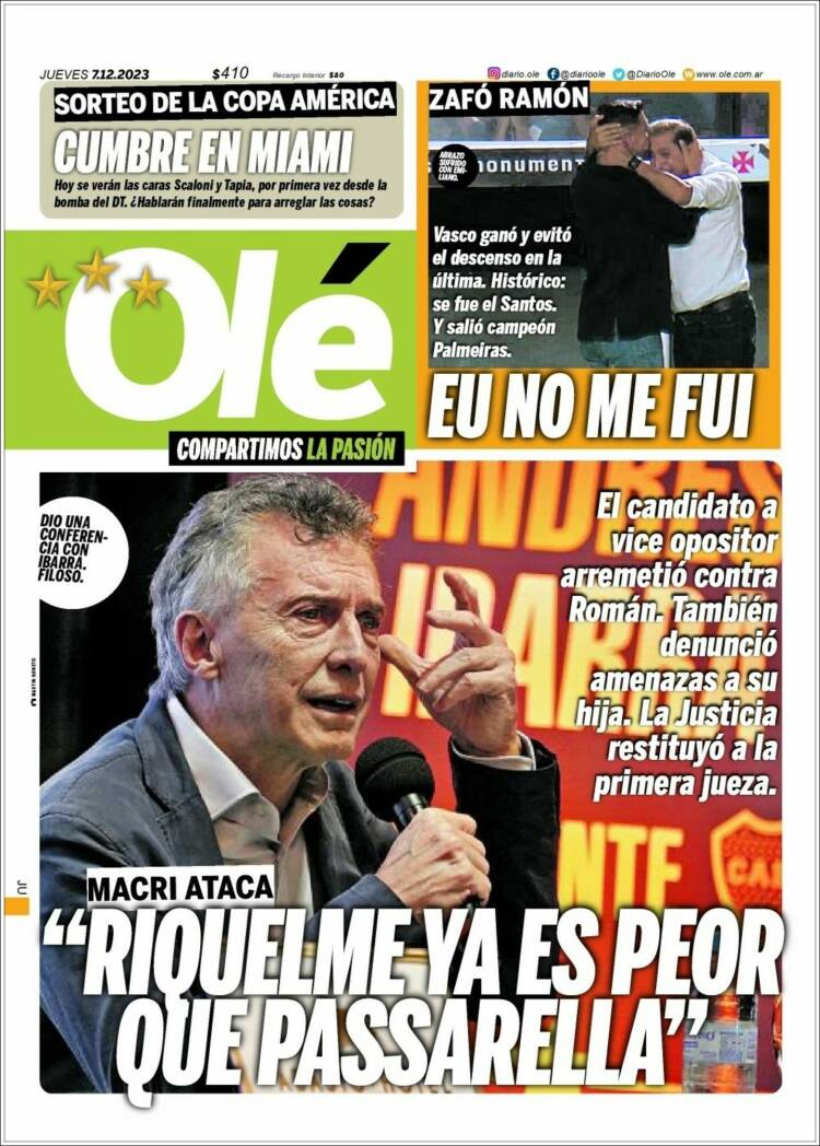 Portada de Olé (Argentina)
