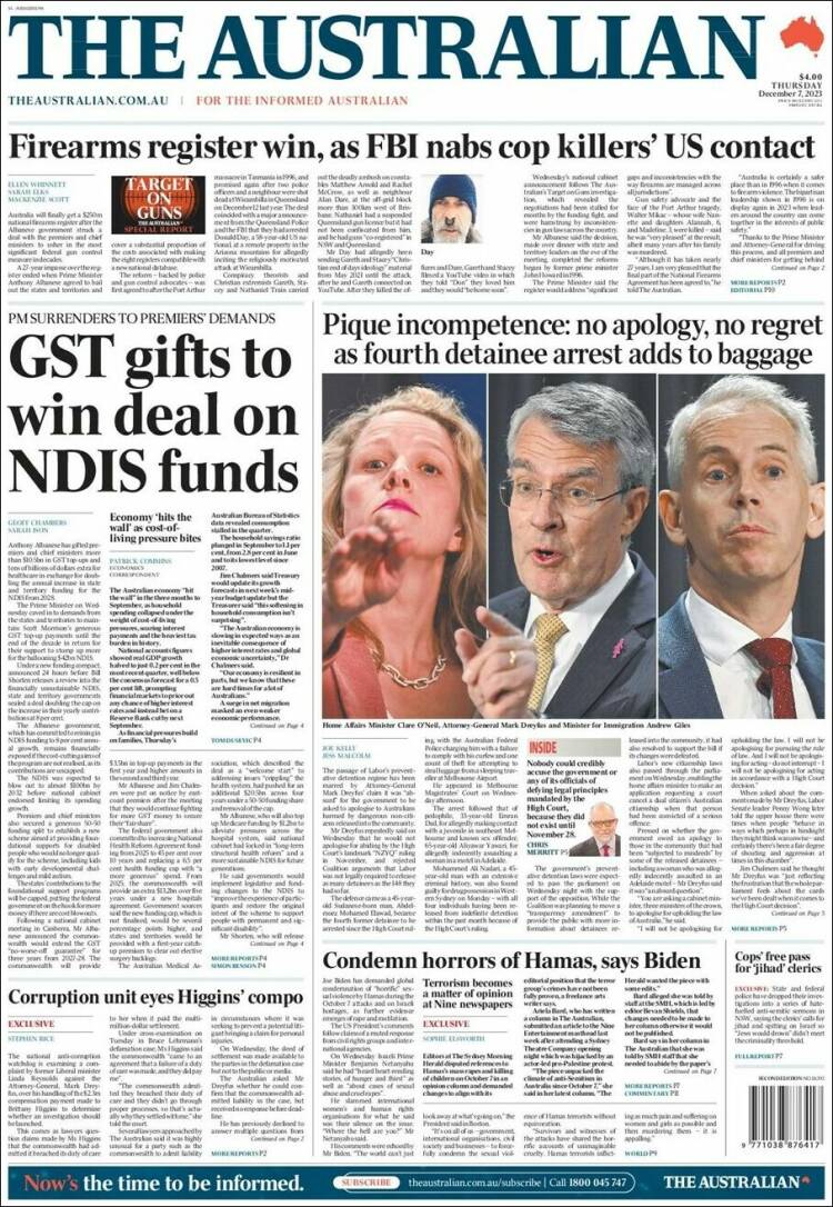 Portada de The Australian (Australia)