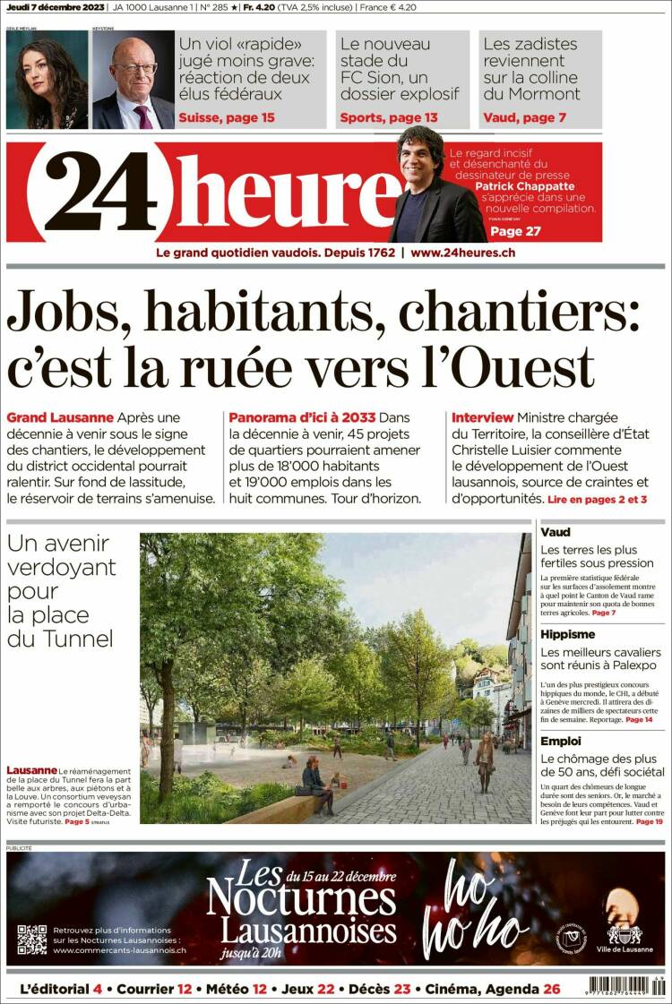 Portada de 24 Heures (Suiza)