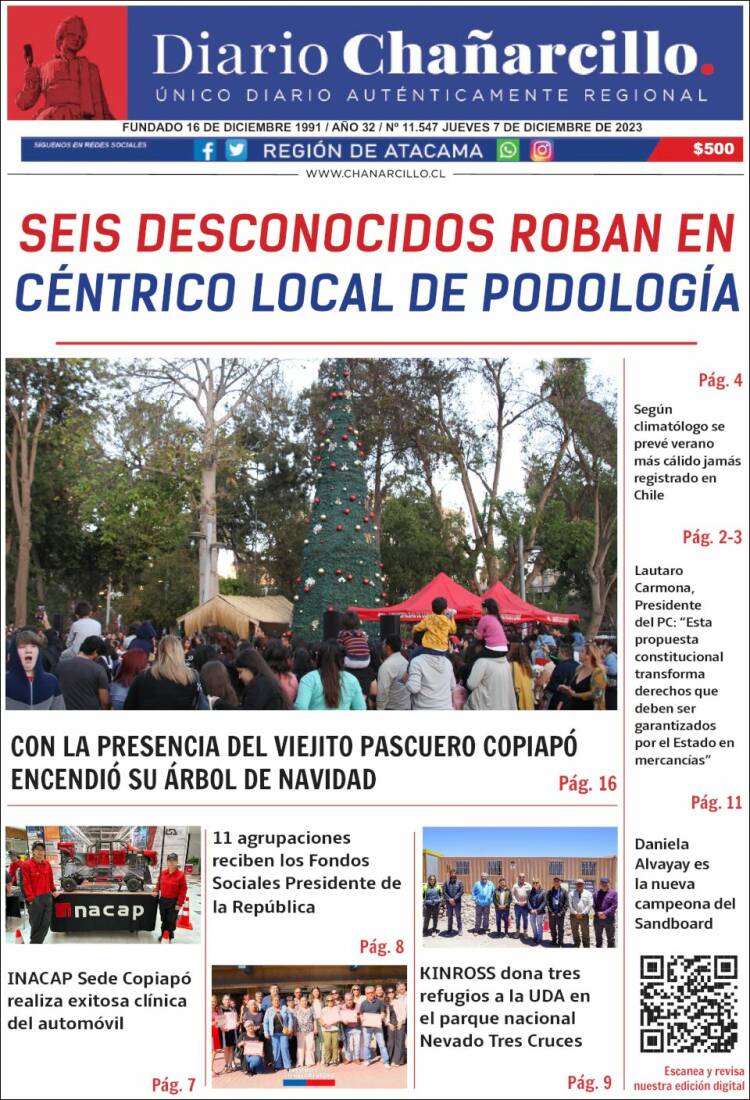 Portada de Diario Chañarcillo (Chili)