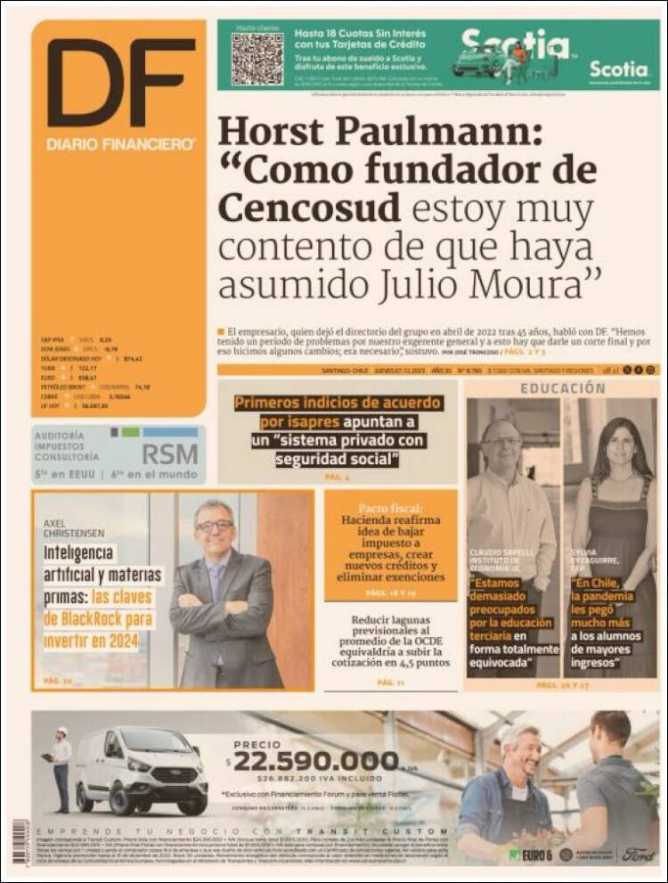 Portada de Diario Financiero (Chile)