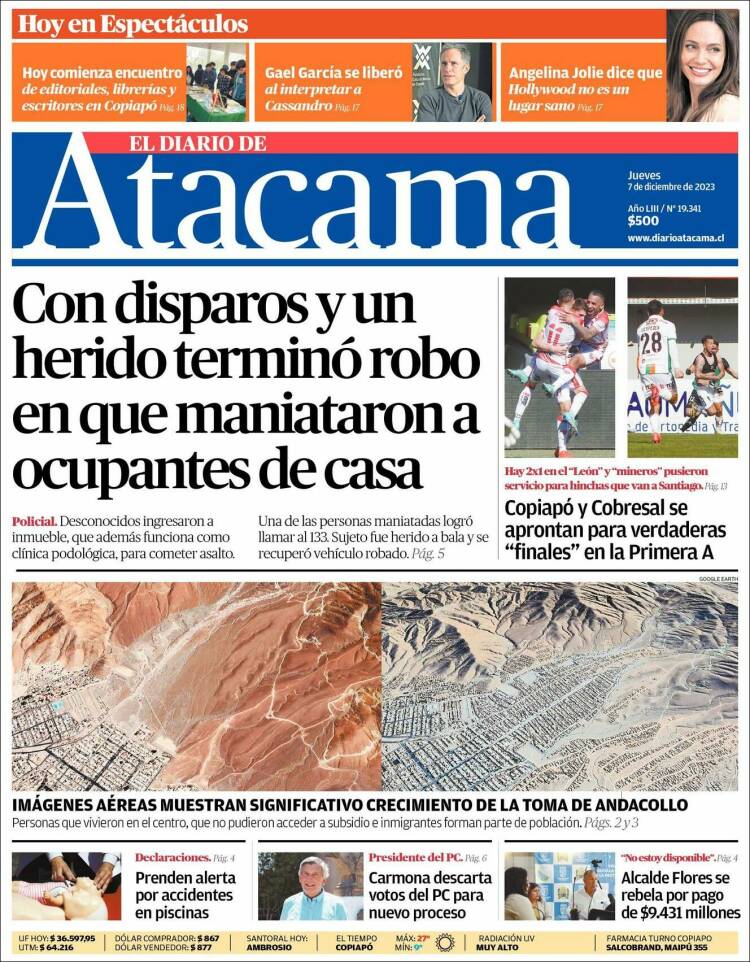 Portada de Diario de Atacama (Chile)