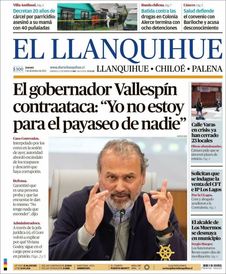 Portada de El Llanquihue (Chili)