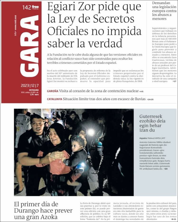 Portada de Gara (España)