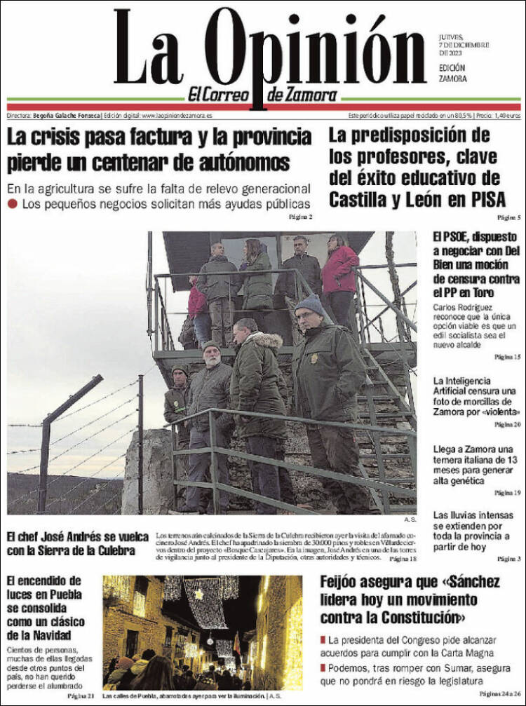 Portada de La Opinión - El Correo de Zamora (España)