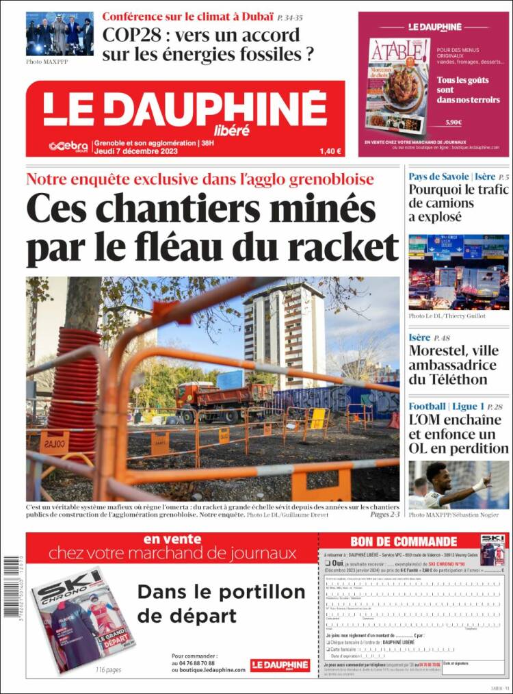 Portada de Le Dauphiné Libéré (Francia)