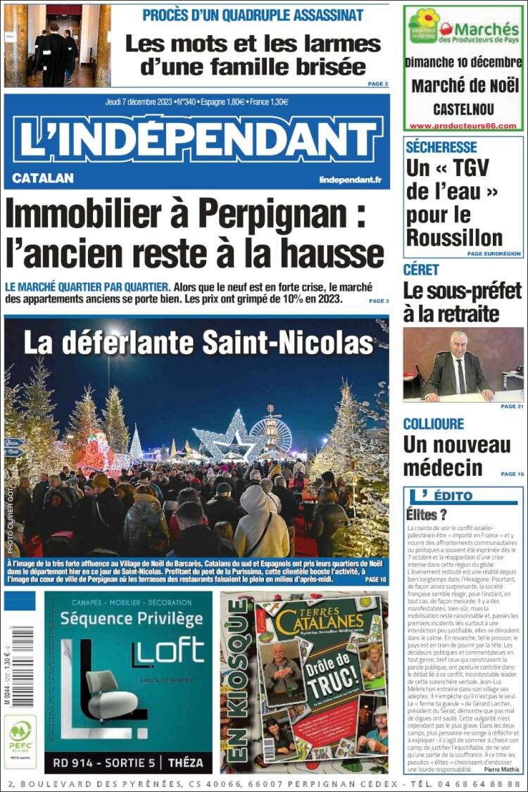 Portada de Le Indépendant (Francia)