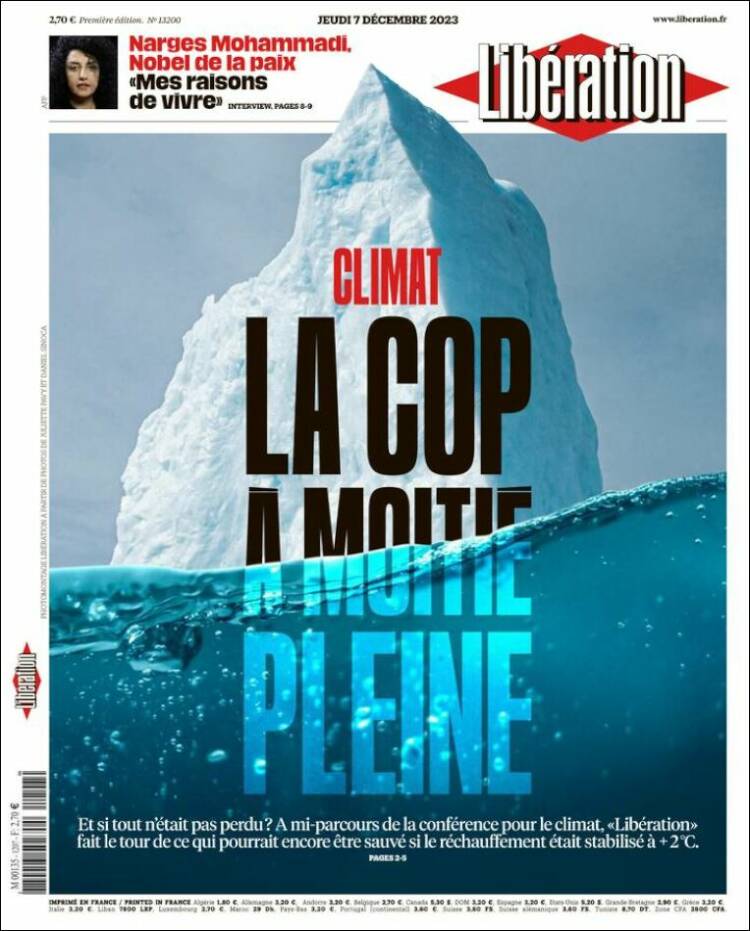 Portada de Libération (Francia)