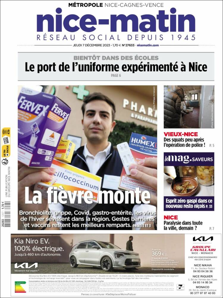Portada de Nice-Matin (Francia)