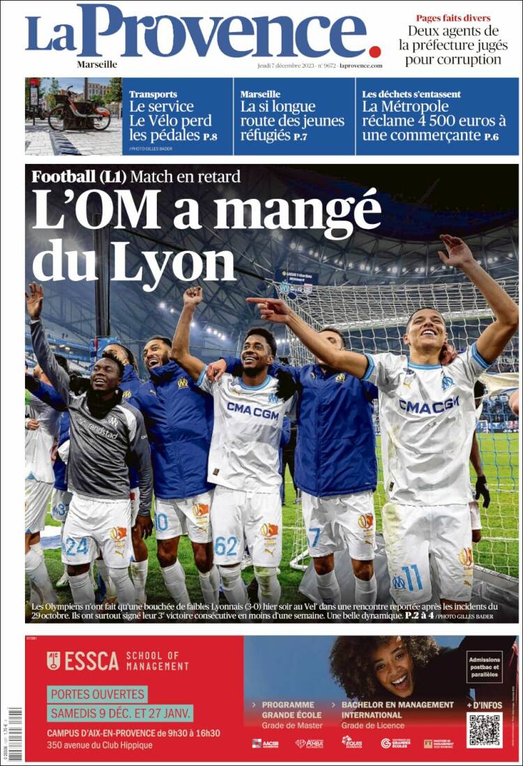 Portada de La Provence (Francia)