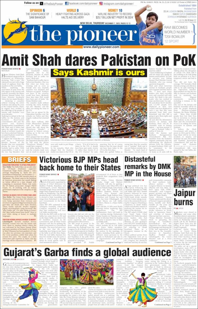 Portada de The Pioneer (India)