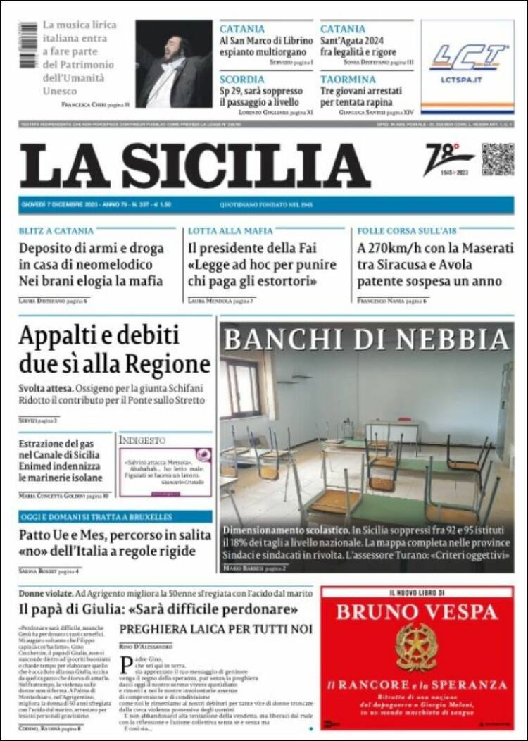 Portada de La Sicilia (Italia)