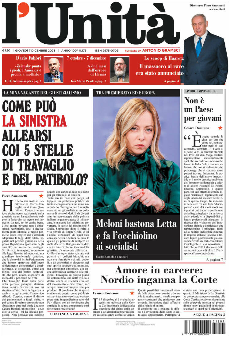 Portada de l'Unità (Italia)