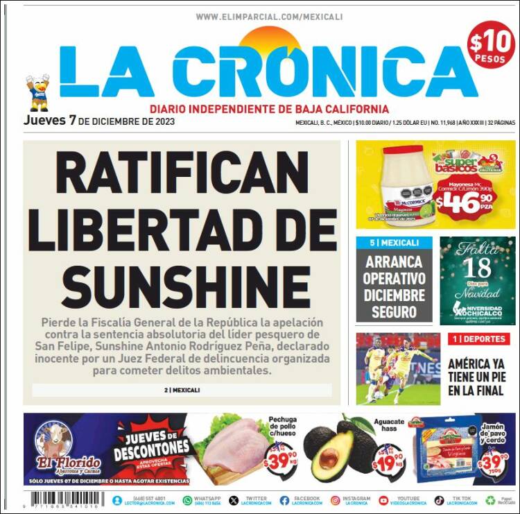 Portada de La Crónica de Baja California (M&eacute;xico)