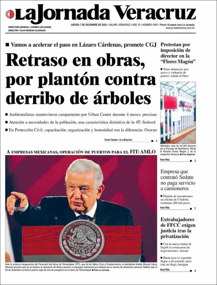 Portada de La Jornada Veracruz (M&eacute;xico)