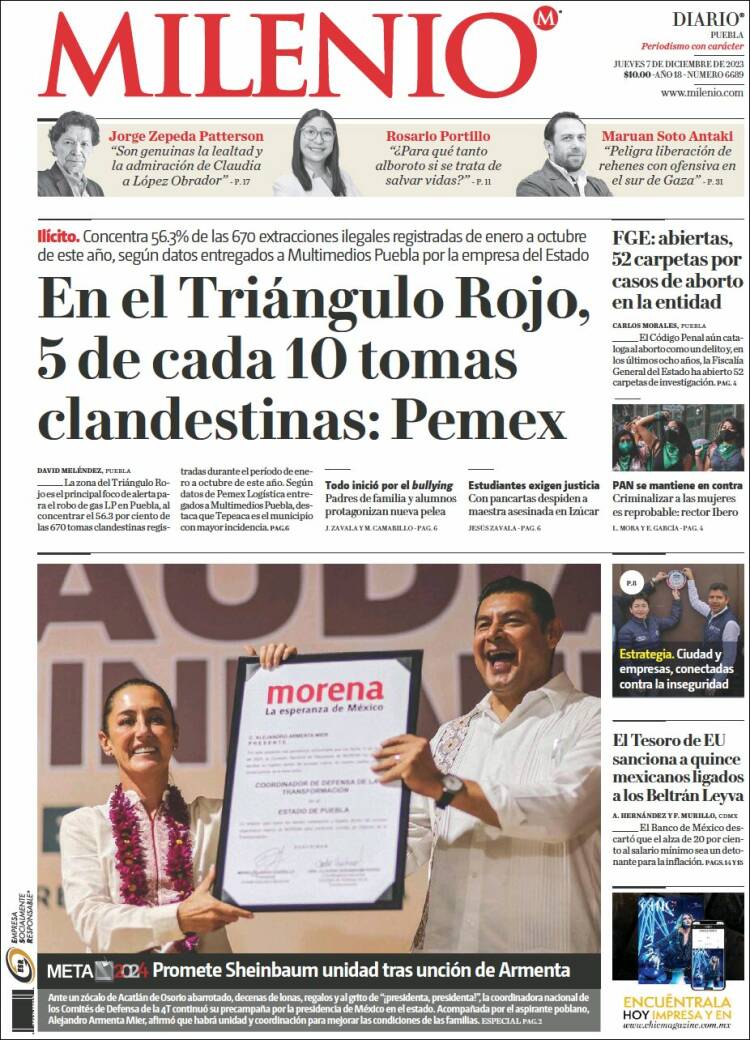 Portada de Milenio de Puebla (M&eacute;xico)