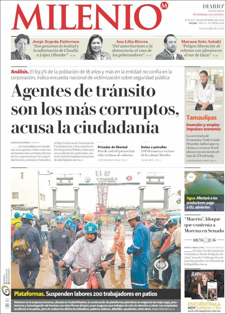 Portada de Milenio - Tamaulipas (M&eacute;xico)