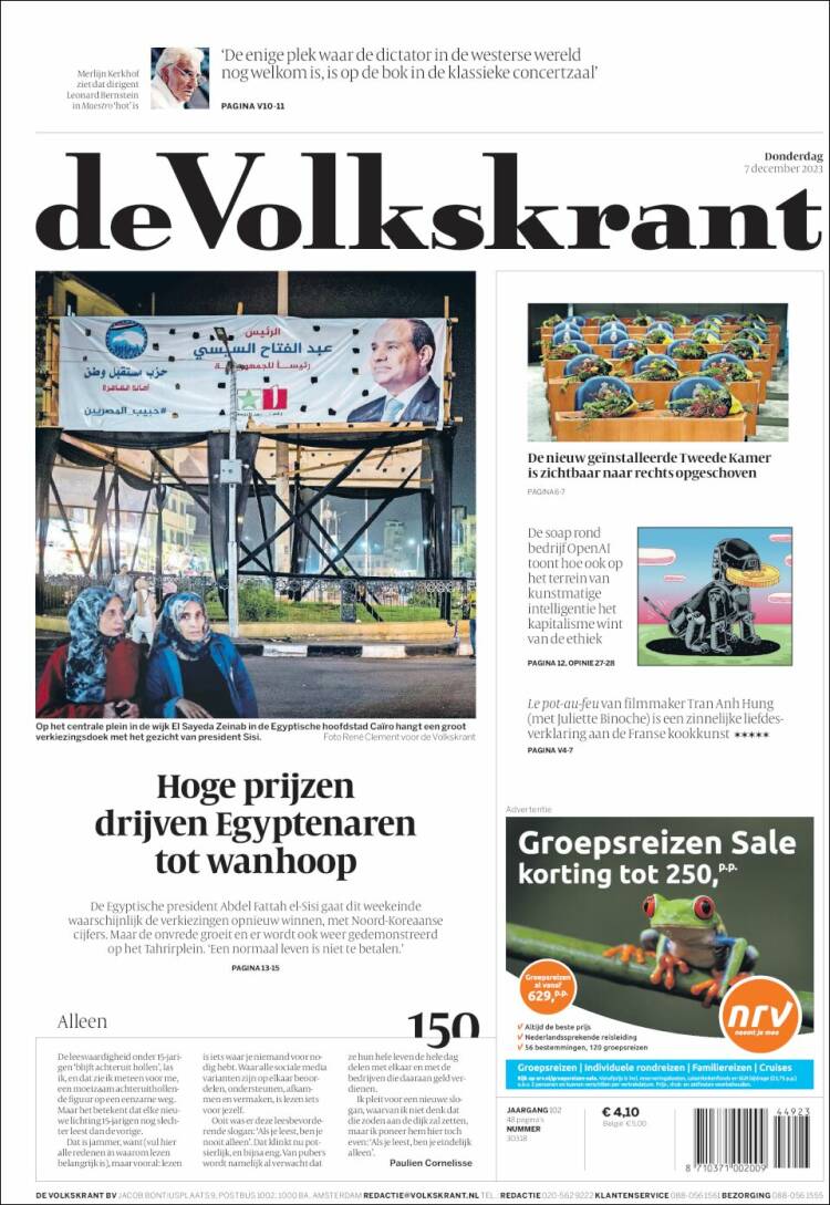 Portada de De Volkskrant (Pa&iacute;ses Bajos)