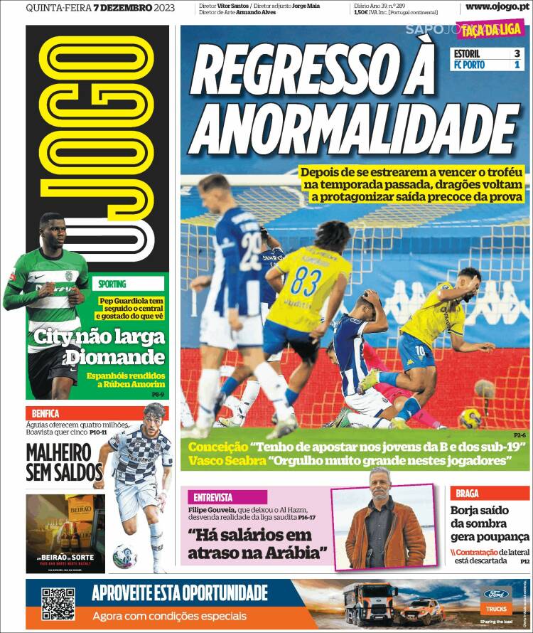 Portada de O Jogo (Portugal)