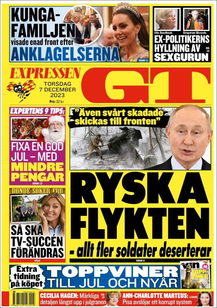 Portada de Göteborgstidningen (Suecia)