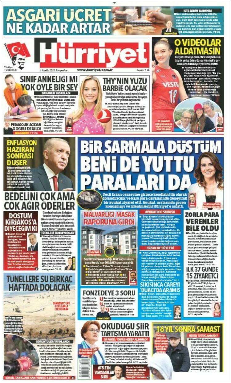 Portada de Hürriyet (Turqu&iacute;a)