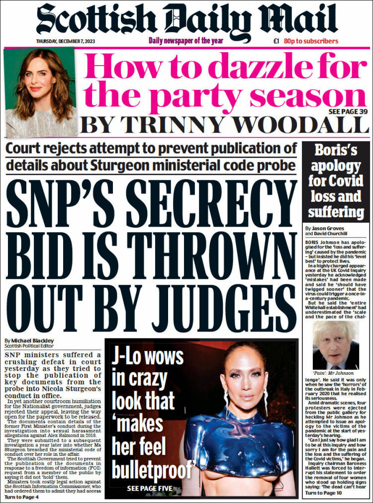 Portada de Scottish Daily Mail (Reino Unido)