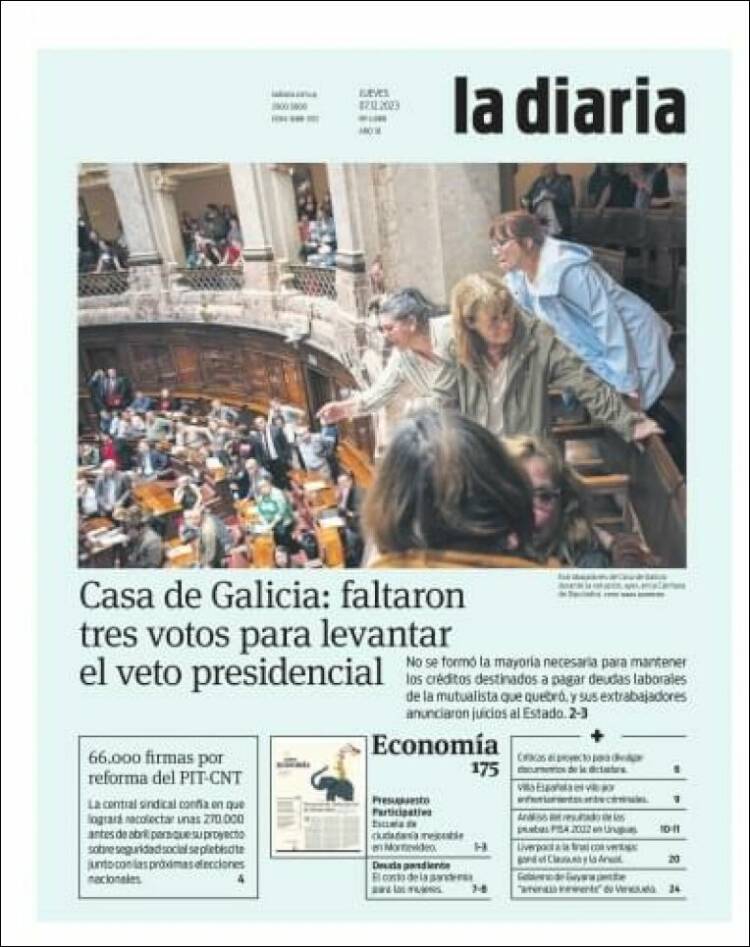 Portada de La Diaria (Uruguay)