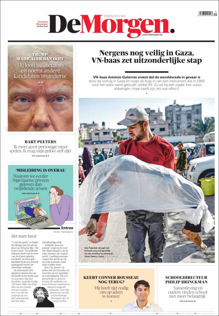 Portada de De Morgen (Bélgica)