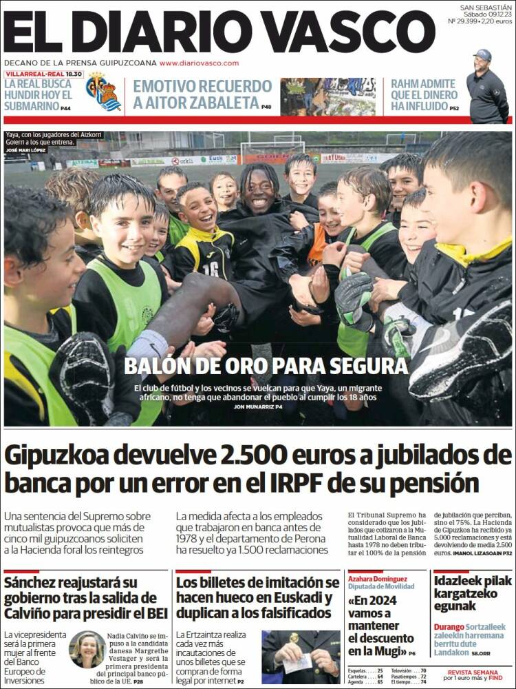 Portada de Diario Vasco (España)