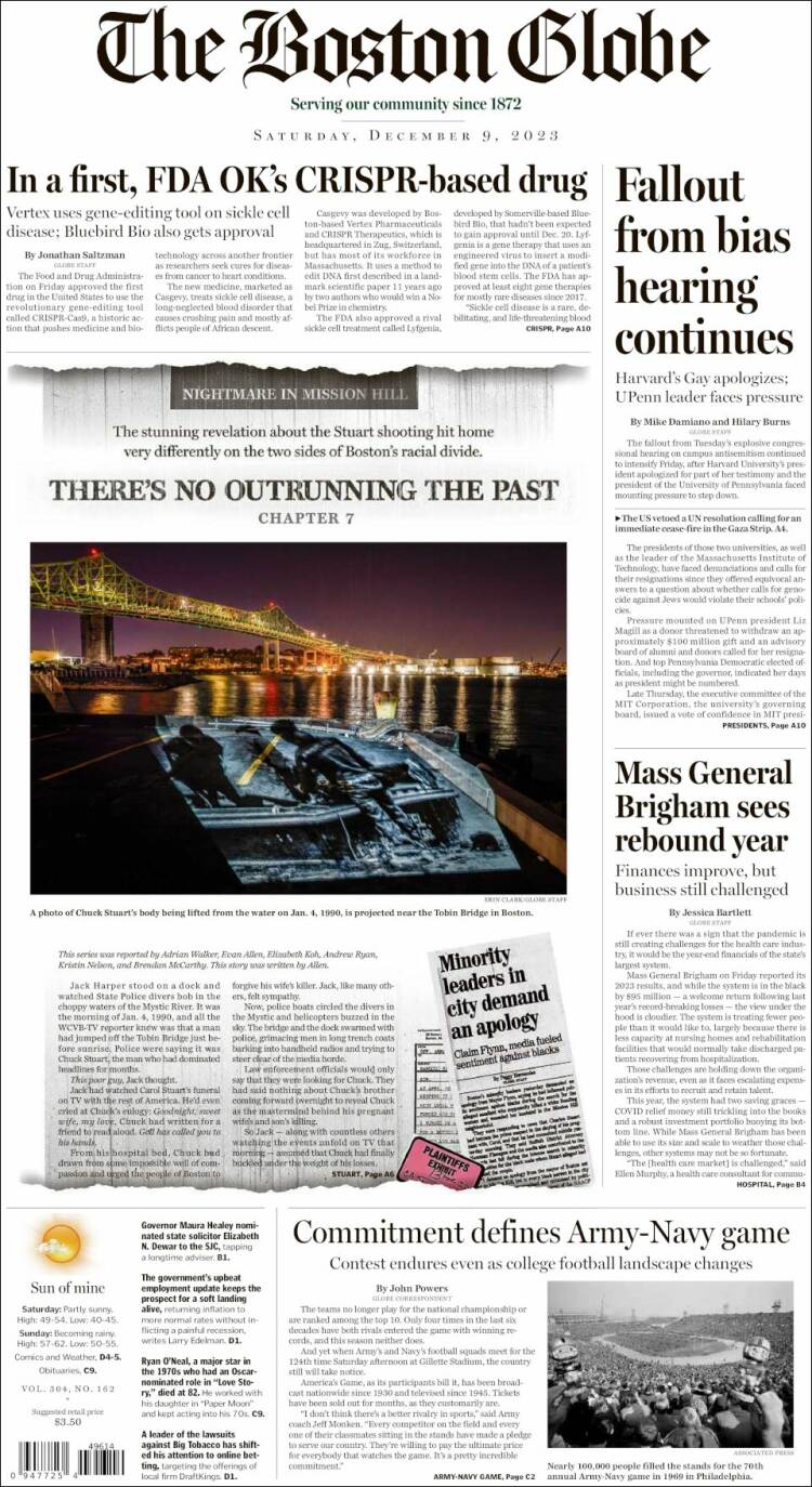 Portada de Boston Globe (USA)