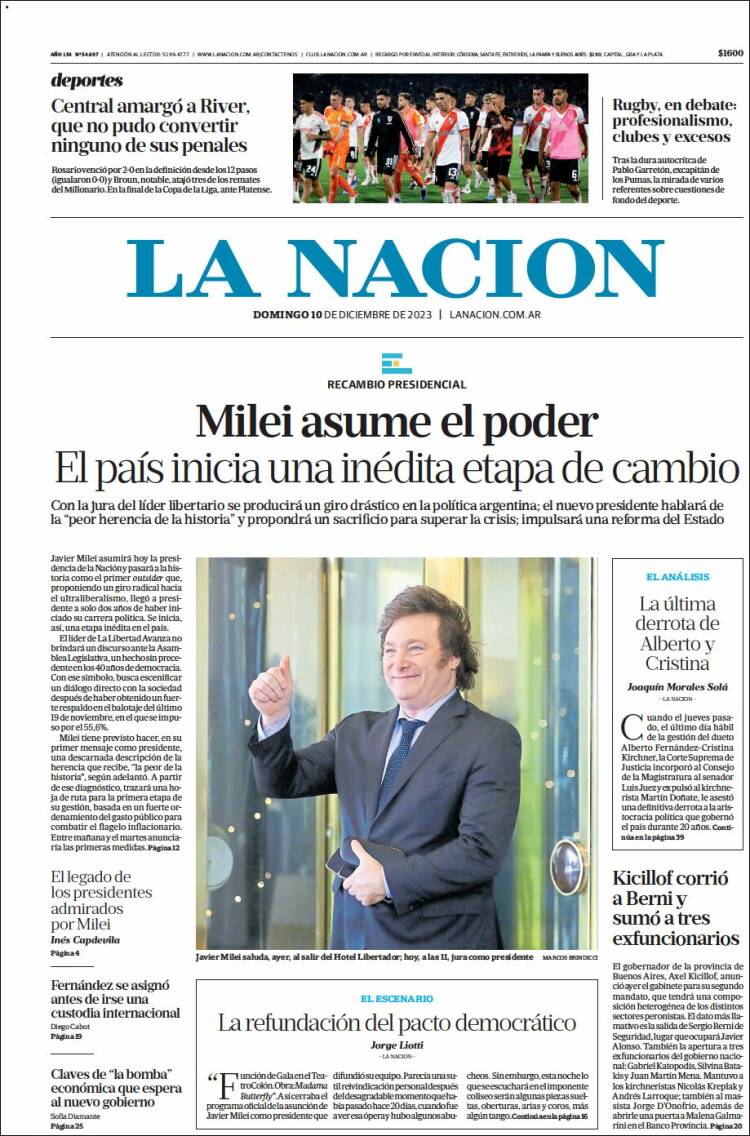 Portada de La Nación (Argentina)