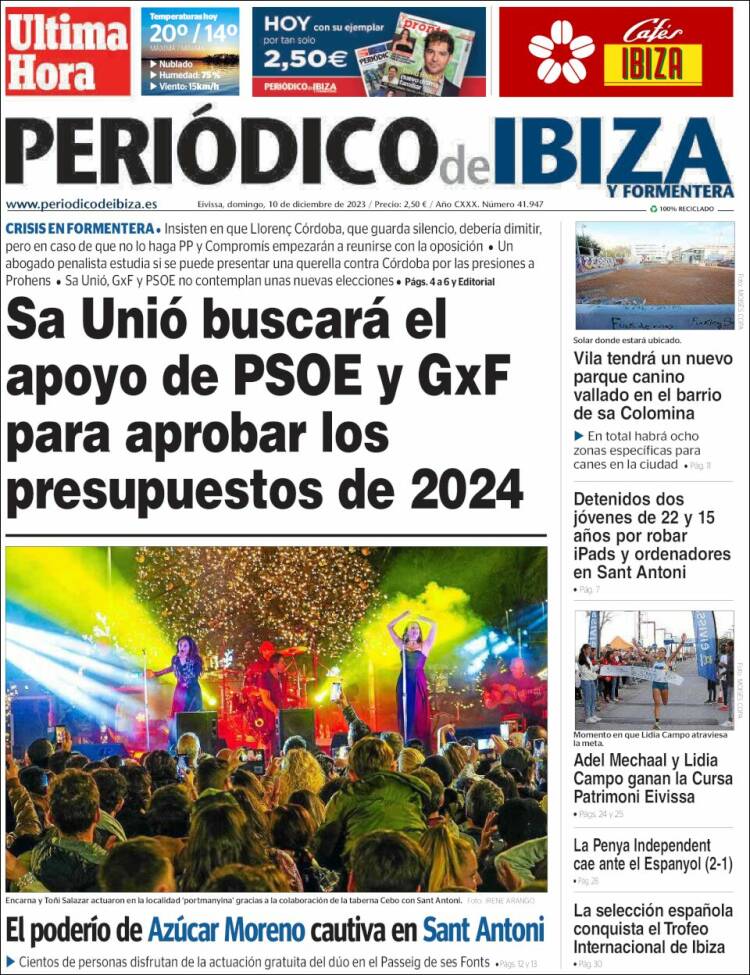 Portada de Periódico de Ibiza (España)