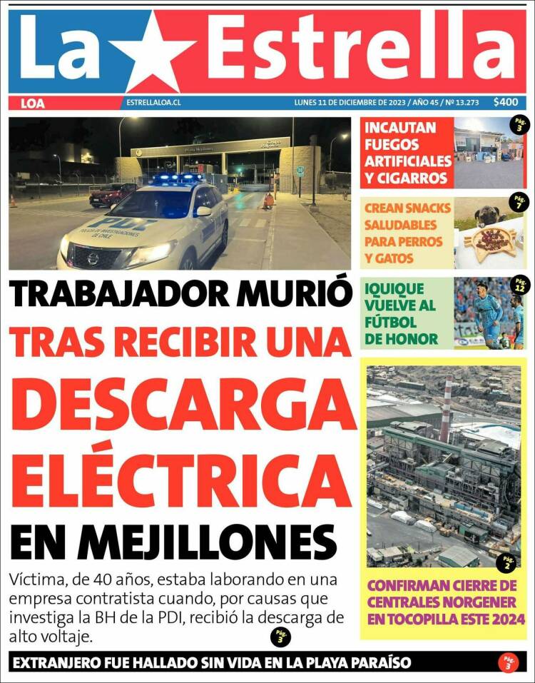 Portada de La Estrella de Loa (Chile)