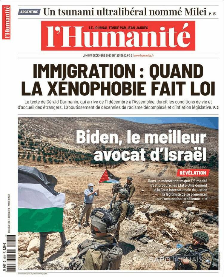 Portada de l'Humanite (Francia)