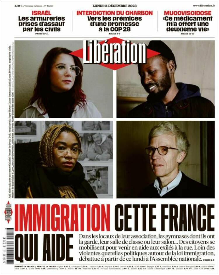 Portada de Libération (Francia)