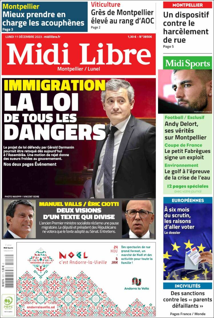 Portada de Midi Libre (Francia)