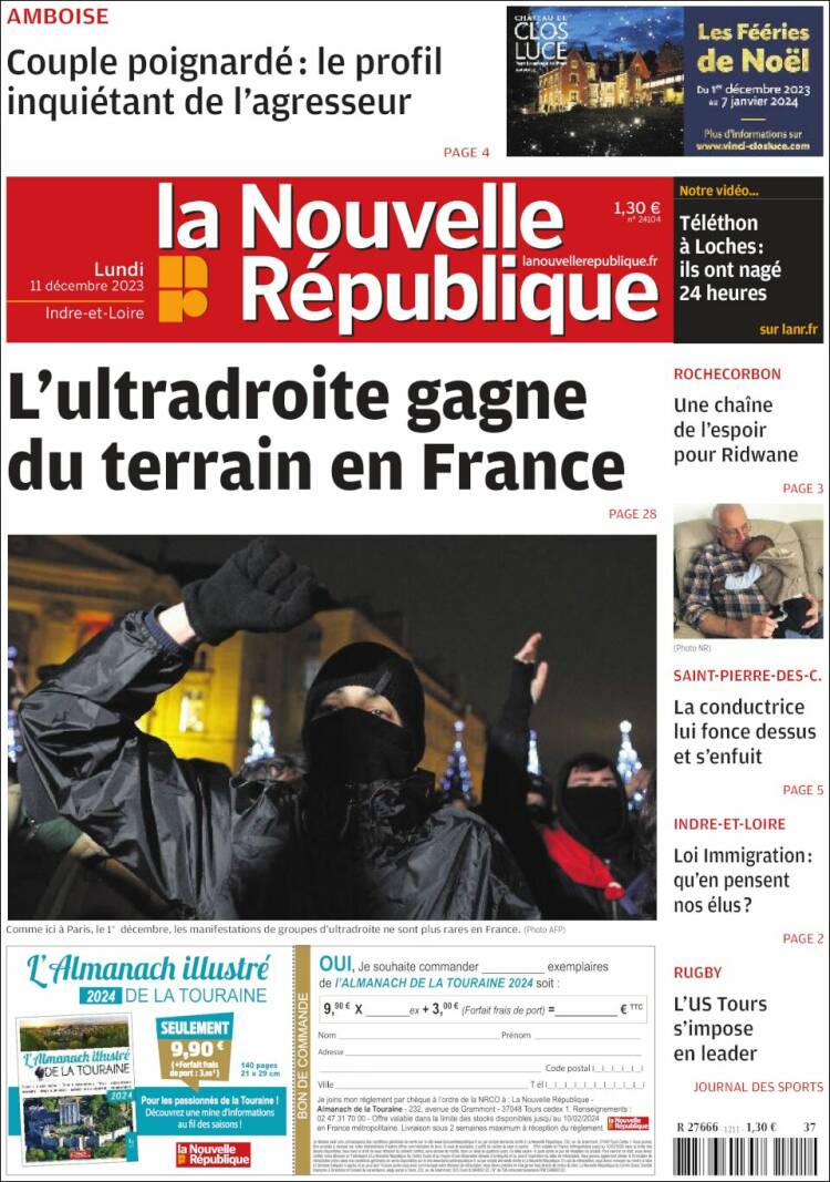 Portada de La Nouvelle Republique (Francia)