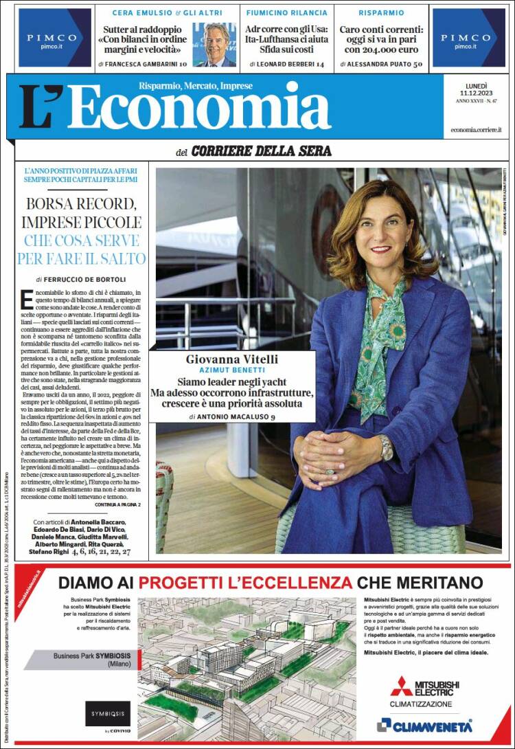 Portada de L'Economia (Italia)