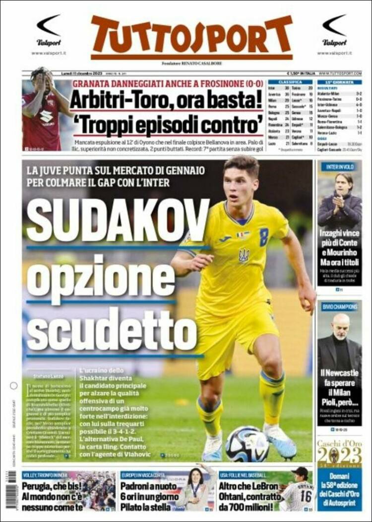 Portada de Tuttosport (Italia)