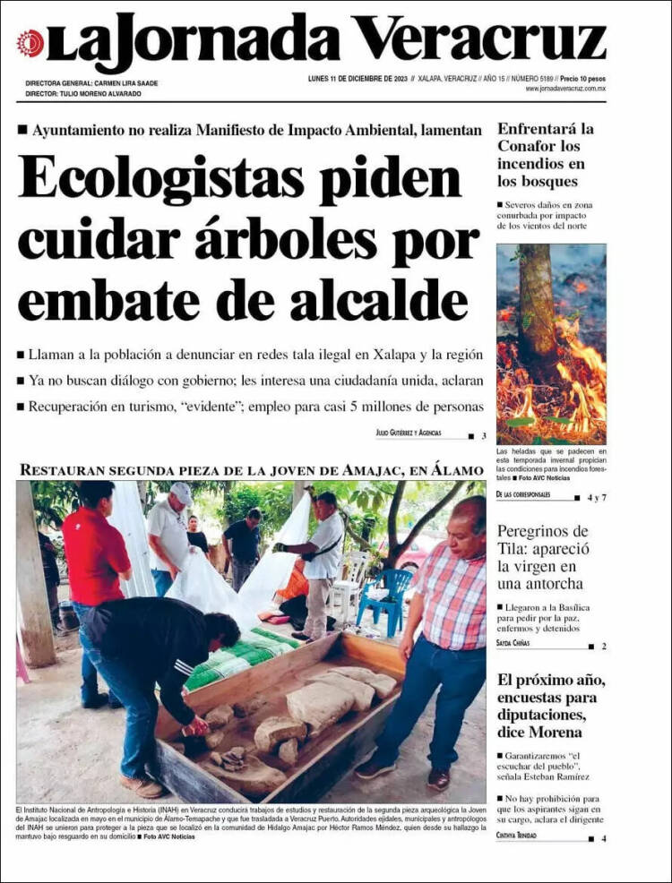 Portada de La Jornada Veracruz (México)