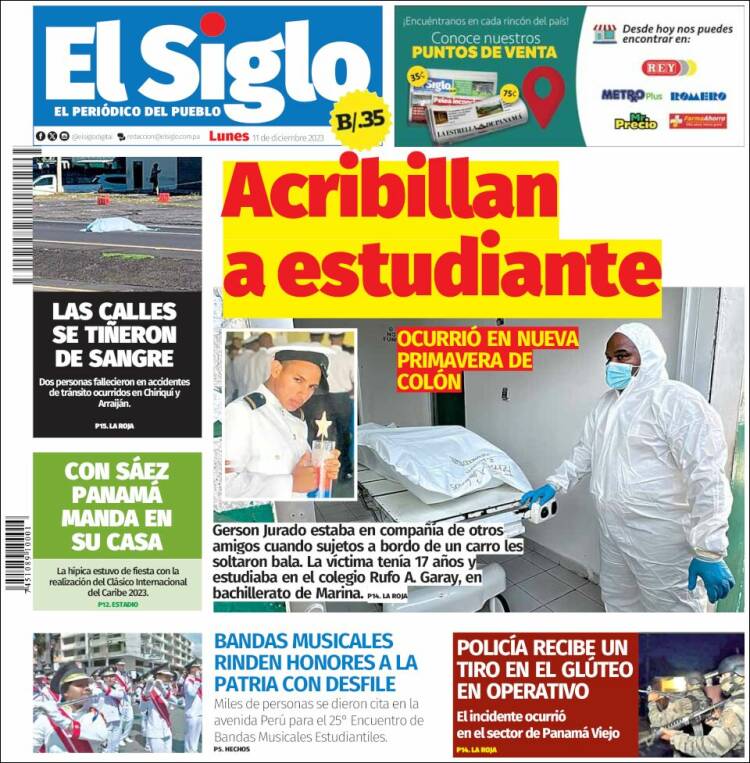 Portada de El Siglo (Panamá)