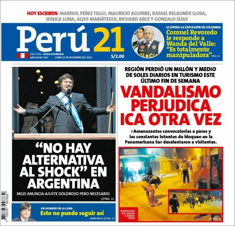 Portada de Perú 21 (Per&uacute;)