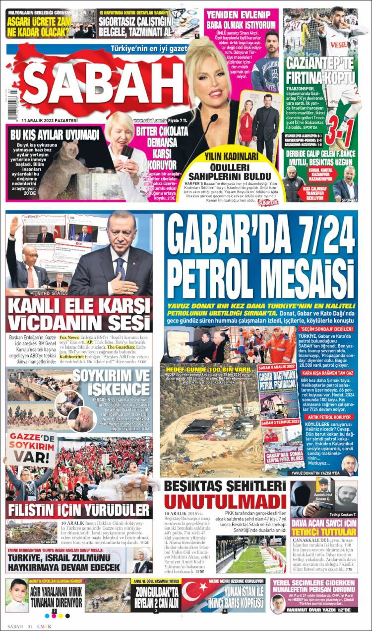 Portada de Sabah (Turquía)