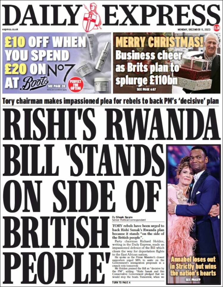 Portada de Daily Express (Reino Unido)